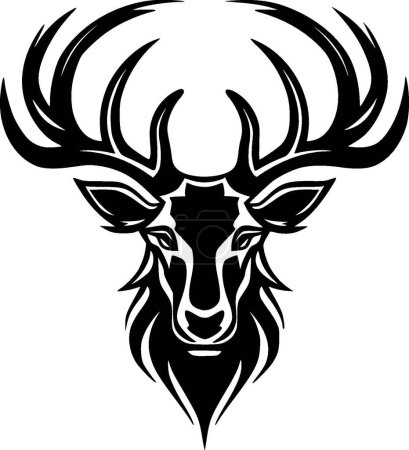 Illustration for Reindeer antlers - black and white isolated icon - vector illustration - Royalty Free Image
