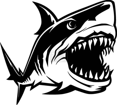 Illustration for Shark - black and white isolated icon - vector illustration - Royalty Free Image
