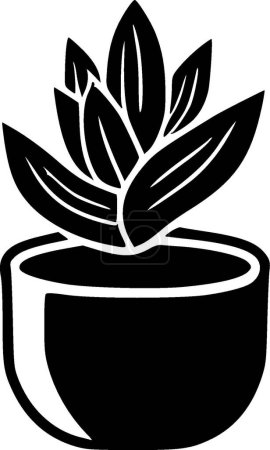 Illustration for Succulent - black and white vector illustration - Royalty Free Image