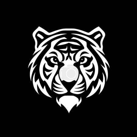 Téléchargez les illustrations : Tigre - Illustration vectorielle noir et blanc - en licence libre de droit