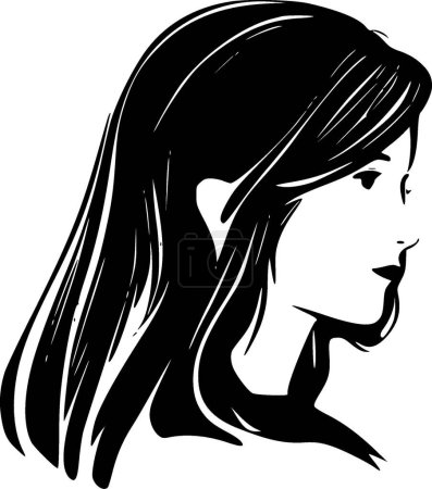 Téléchargez les illustrations : Femme - icône isolée en noir et blanc - illustration vectorielle - en licence libre de droit