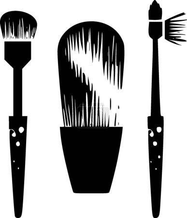 Ilustración de Cepillos - ilustración vectorial en blanco y negro - Imagen libre de derechos