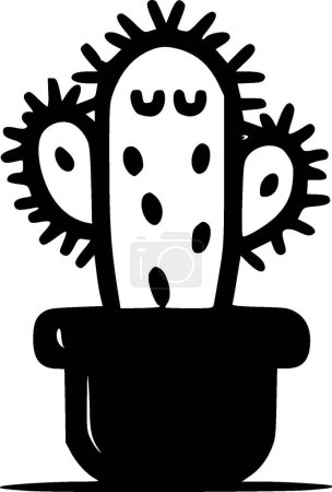 Illustration for Cactus - black and white vector illustration - Royalty Free Image