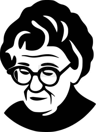 Téléchargez les illustrations : Grand-mère - icône isolée en noir et blanc - illustration vectorielle - en licence libre de droit