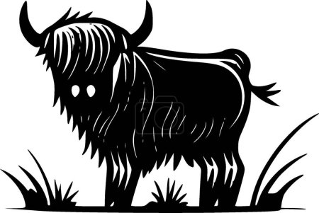 Illustration for Highland cow - minimalist and flat logo - vector illustration - Royalty Free Image