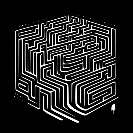 Téléchargez les illustrations : Labyrinthes - illustration vectorielle en noir et blanc - en licence libre de droit