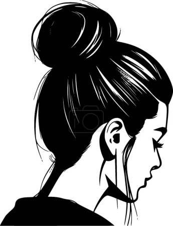 Messy bun - minimalist and simple silhouette - vector illustration