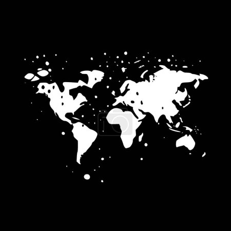 Téléchargez les illustrations : Carte du monde - icône isolée en noir et blanc - illustration vectorielle - en licence libre de droit