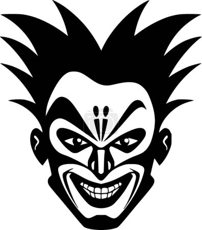 Téléchargez les illustrations : Clown - icône isolée en noir et blanc - illustration vectorielle - en licence libre de droit