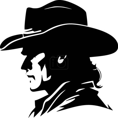 Ilustración de Vaquero - icono aislado en blanco y negro - ilustración vectorial - Imagen libre de derechos