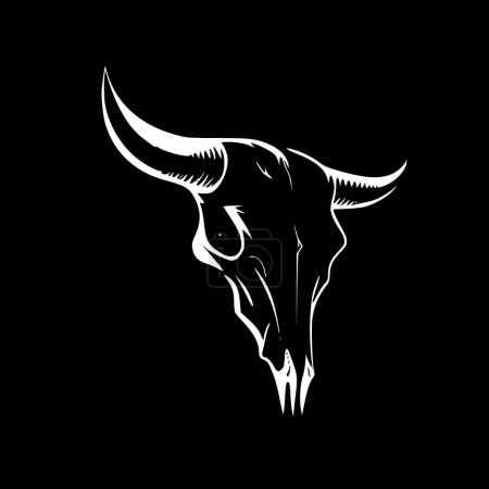 Ilustración de Calavera de vaca - icono aislado en blanco y negro - ilustración vectorial - Imagen libre de derechos