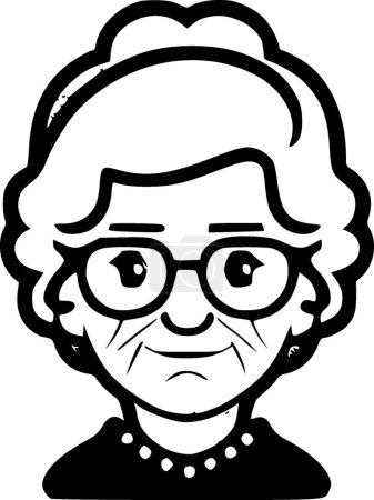 Illustration for Grandma - black and white isolated icon - vector illustration - Royalty Free Image