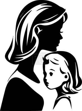 Ilustración de Madre hija - logo minimalista y plano - ilustración vectorial - Imagen libre de derechos