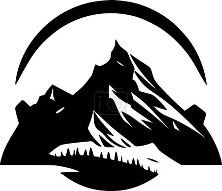 Ilustración de Montaña - icono aislado en blanco y negro - ilustración vectorial - Imagen libre de derechos