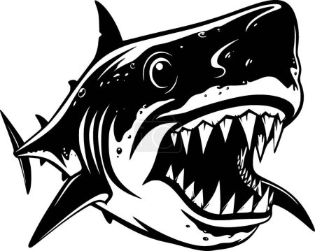 Illustration for Shark - black and white vector illustration - Royalty Free Image