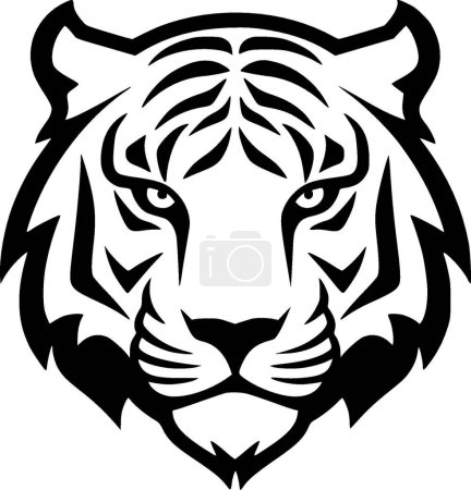 Illustration for Tiger - black and white vector illustration - Royalty Free Image