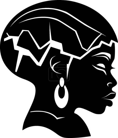 Illustration for African - black and white isolated icon - vector illustration - Royalty Free Image
