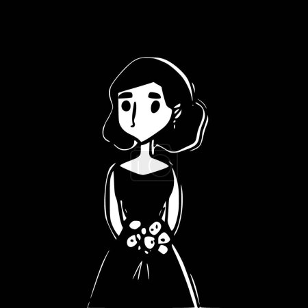 Ilustración de Dama de honor - ilustración vectorial en blanco y negro - Imagen libre de derechos