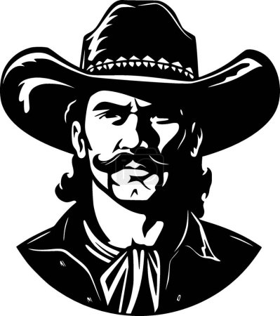 Illustration for Cowboy - black and white vector illustration - Royalty Free Image