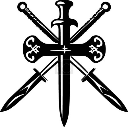 Ilustración de Espadas cruzadas - logo minimalista y plano - ilustración vectorial - Imagen libre de derechos