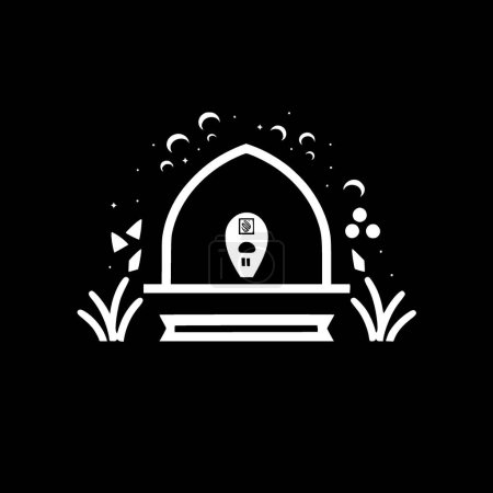 Illustration for Funeral - black and white isolated icon - vector illustration - Royalty Free Image