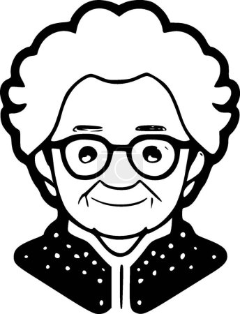 Illustration for Grandma - minimalist and flat logo - vector illustration - Royalty Free Image