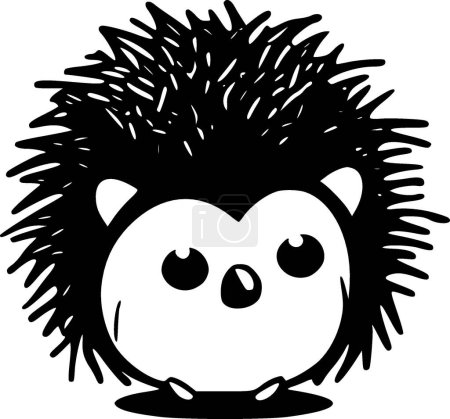 Illustration for Hedgehog - black and white vector illustration - Royalty Free Image