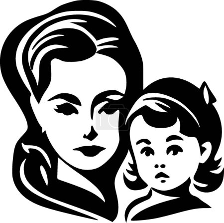 Illustration for Mother - black and white isolated icon - vector illustration - Royalty Free Image