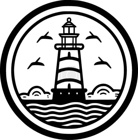 Illustration for Nautical - black and white vector illustration - Royalty Free Image