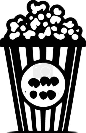 Illustration for Popcorn - black and white isolated icon - vector illustration - Royalty Free Image