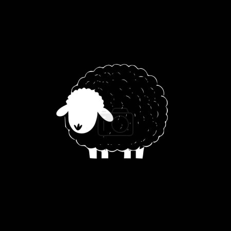 Illustration for Sheep - black and white vector illustration - Royalty Free Image
