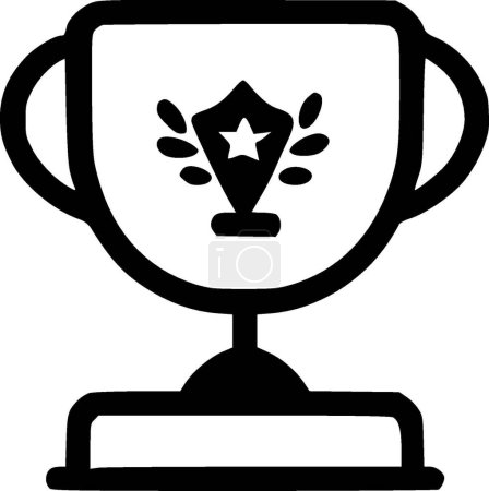 Illustration for Trophy - black and white isolated icon - vector illustration - Royalty Free Image