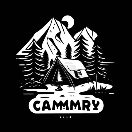 Illustration for Camp - black and white vector illustration - Royalty Free Image