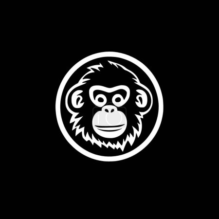Ilustración de Mono - icono aislado en blanco y negro - ilustración vectorial - Imagen libre de derechos