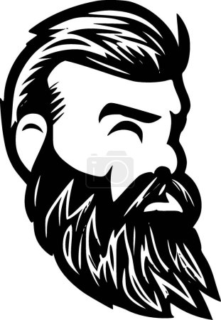 Illustration for Beard - black and white isolated icon - vector illustration - Royalty Free Image