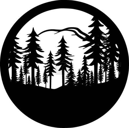 Téléchargez les illustrations : Forêt - logo minimaliste et plat - illustration vectorielle - en licence libre de droit
