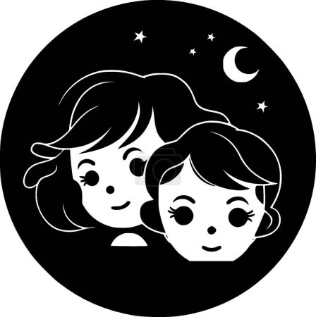 Téléchargez les illustrations : Enfants - illustration vectorielle en noir et blanc - en licence libre de droit