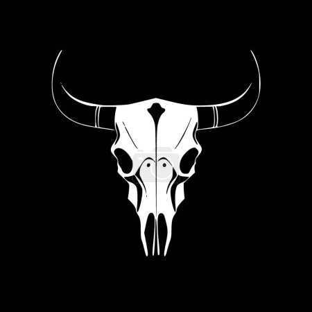Ilustración de Calavera de vaca - ilustración vectorial en blanco y negro - Imagen libre de derechos