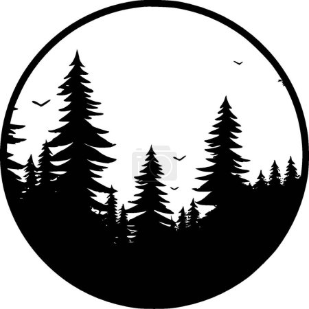 Téléchargez les illustrations : Forêt - logo minimaliste et plat - illustration vectorielle - en licence libre de droit