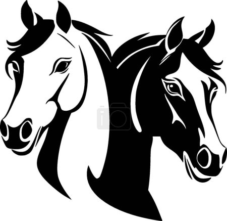 Illustration for Horses - minimalist and flat logo - vector illustration - Royalty Free Image