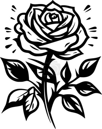 Ilustración de Rosas - icono aislado en blanco y negro - ilustración vectorial - Imagen libre de derechos