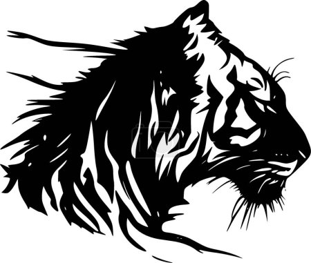 Téléchargez les illustrations : Tigers - illustration vectorielle en noir et blanc - en licence libre de droit