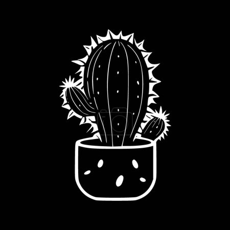 Téléchargez les illustrations : Cactus - icône isolée en noir et blanc - illustration vectorielle - en licence libre de droit