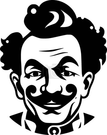 Illustration for Clown - black and white isolated icon - vector illustration - Royalty Free Image