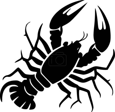 Illustration for Crawfish - black and white isolated icon - vector illustration - Royalty Free Image