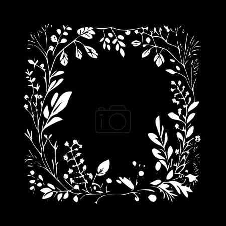 Téléchargez les illustrations : Cadre floral - logo minimaliste et plat - illustration vectorielle - en licence libre de droit