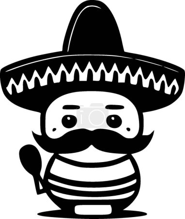 Ilustración de Mexicano - icono aislado en blanco y negro - ilustración vectorial - Imagen libre de derechos