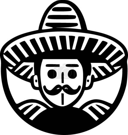 Téléchargez les illustrations : Mexicain - silhouette minimaliste et simple - illustration vectorielle - en licence libre de droit