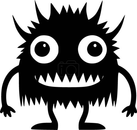 Illustration for Monster - black and white isolated icon - vector illustration - Royalty Free Image