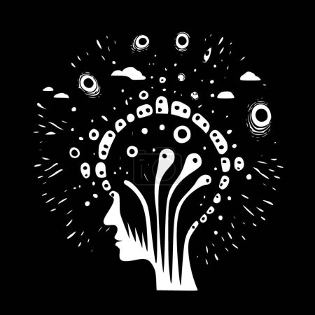 Ilustración de Psicodélico - icono aislado en blanco y negro - ilustración vectorial - Imagen libre de derechos
